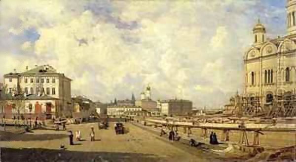 View of the Christ Saviour Cathedral in Moscow Oil Painting by Aleksei Petrovich Bogolyubov