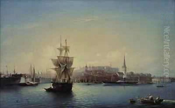 Tallinn Harbour Oil Painting by Aleksei Petrovich Bogolyubov