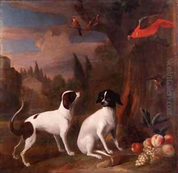 Two Dogs in a Landscape Oil Painting by Giovanni Boggi