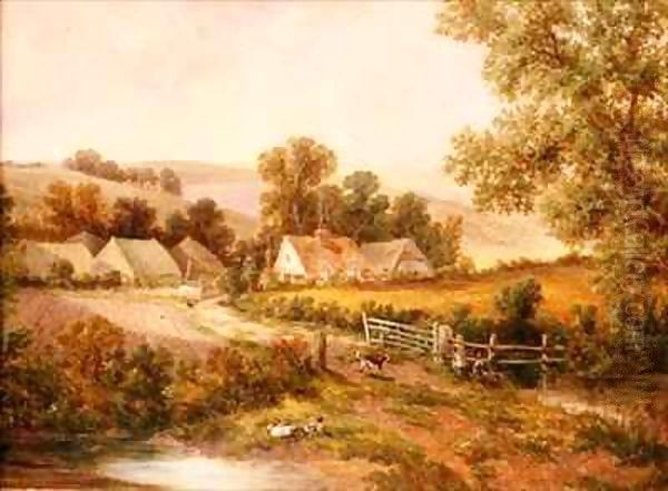 Farmyard scene Oil Painting by C.L. Boes