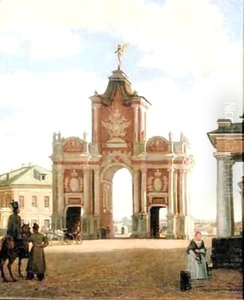 The Red Gate in Moscow Oil Painting by Karl-Fridrikh Petrovich Bodri