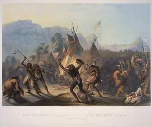 Fort McKenzie Oil Painting by Karl Bodmer