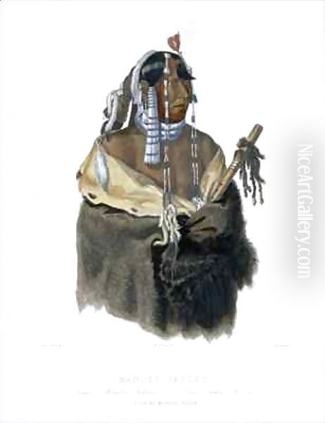 Mandeh-Pahchu, a Young Mandan Indian Oil Painting by Karl Bodmer