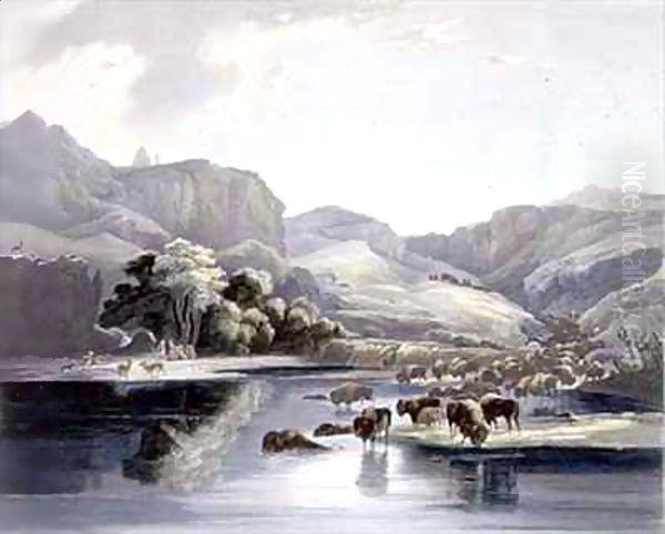 Herds of Bison and Elk on the Upper Missouri Oil Painting by Karl Bodmer