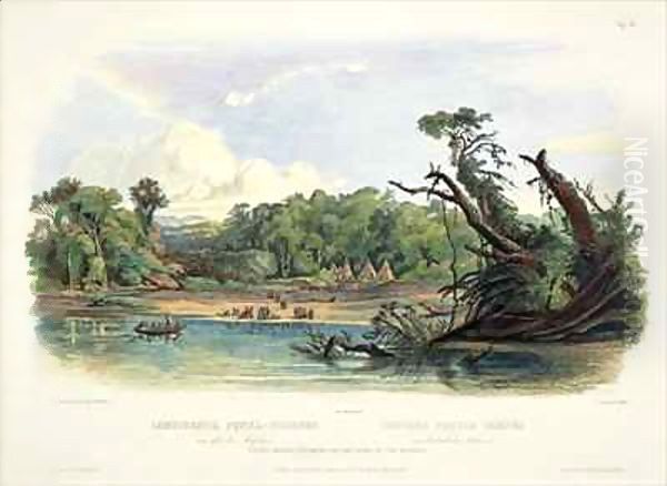 Punka Indians Encamped on the Banks of the Missouri Oil Painting by Karl Bodmer