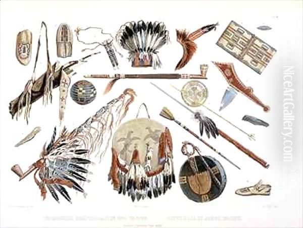 Indian Utensils and Arms Oil Painting by Karl Bodmer