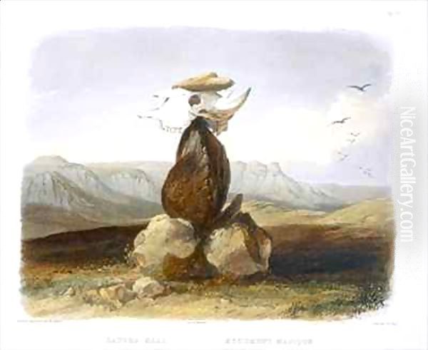 Magic Pile Erected by the Assiniboin Indians Oil Painting by Karl Bodmer