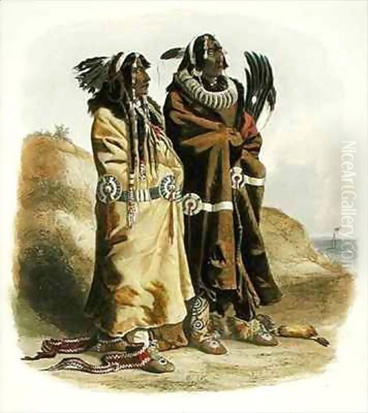 Sih-Chida and Mahchsi-Karehde, Mandan Indians Oil Painting by Karl Bodmer