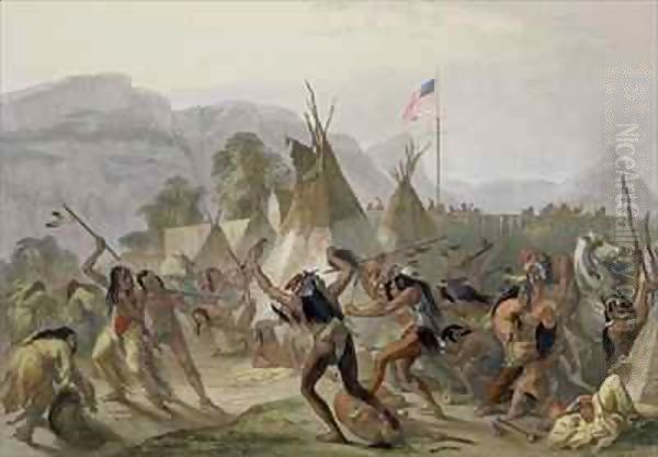 Fort Mackenzie, August 28th 1833 Oil Painting by Karl Bodmer