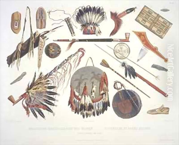 Indian utensils and arms 3 Oil Painting by Karl Bodmer