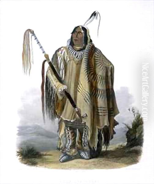 Pehriska-Ruhpa, a Minatarre or Big-Bellied Indian Oil Painting by Karl Bodmer