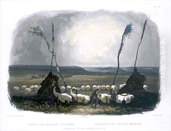 Offering of the Mandan Indians Oil Painting by Karl Bodmer