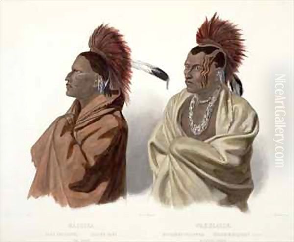 Massika, a Saki Indian, and Wakusasse, a Musquake Indian Oil Painting by Karl Bodmer