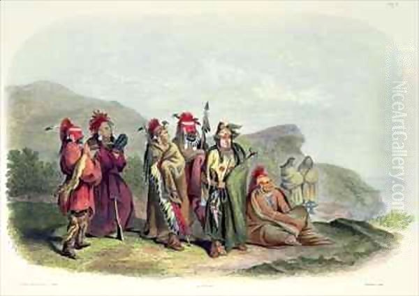 Saukie and Fox Indians Oil Painting by Karl Bodmer