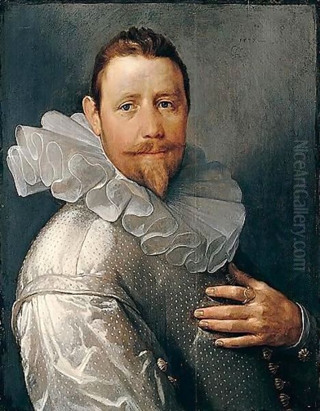 Portrait Of A Gentleman, Possibly Pieter Woutersz. Van Stompwijck Oil Painting by Cornelis Cornelisz Van Haarlem