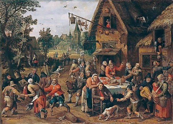 A Village Kermesse Oil Painting by Joost Cornelisz. Droochsloot