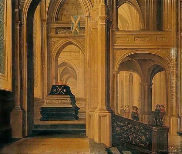 A Church Interior With A Royal Tomb Oil Painting by Dirck Van Delen