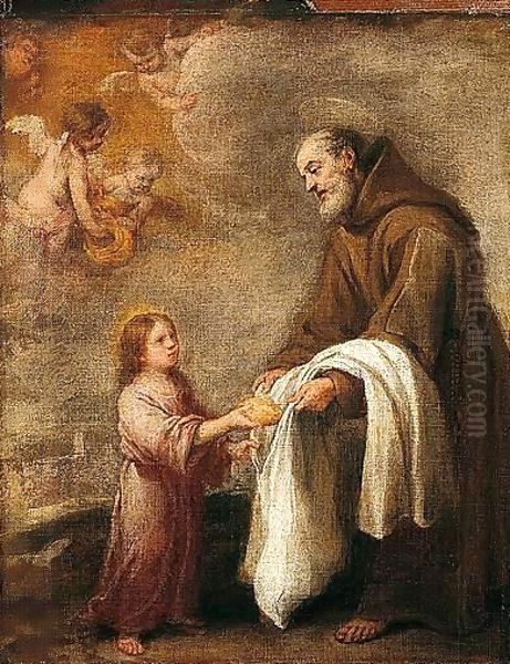 San Felix De Cantalicio With The Infant Christ Oil Painting by Bartolome Esteban Murillo