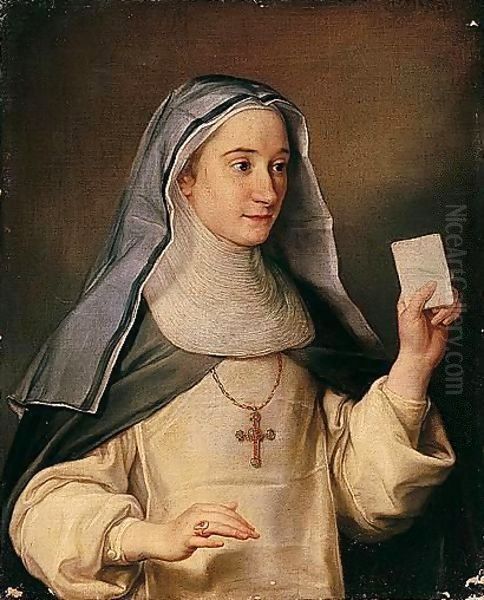 A Portrait Of A Nun, Possibly The Artist's Daughter Oil Painting by Pompeo Gerolamo Batoni