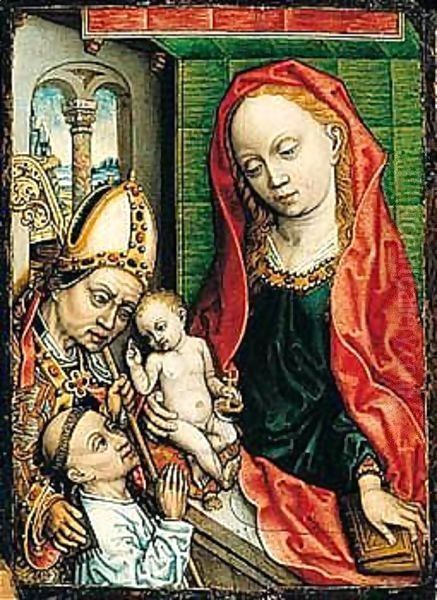 Virgin And Child With A Saint And A Donor Oil Painting by Unknown Painter