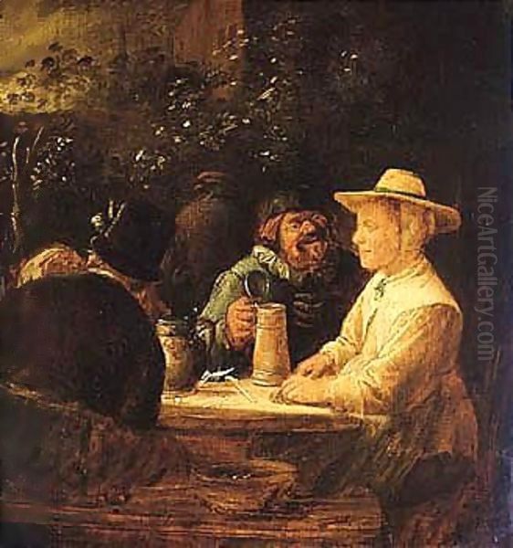 A Tavern Scene Oil Painting by Joos van Craesbeeck