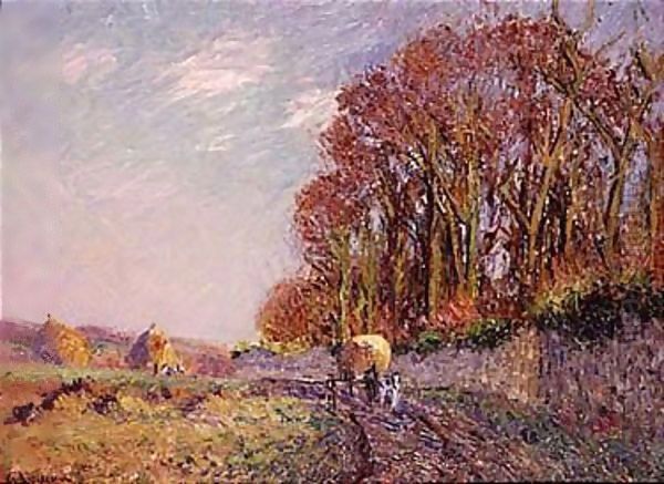 La Charrette, Paysage D'Automne Oil Painting by Gustave Loiseau