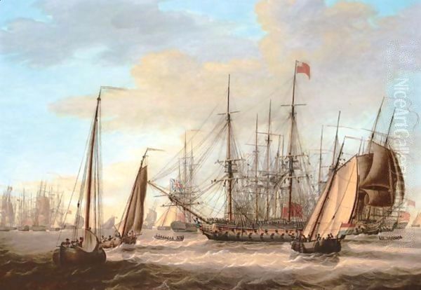 The British Fleet Off The Dutch Coast Oil Painting by Engel Hoogerheyden