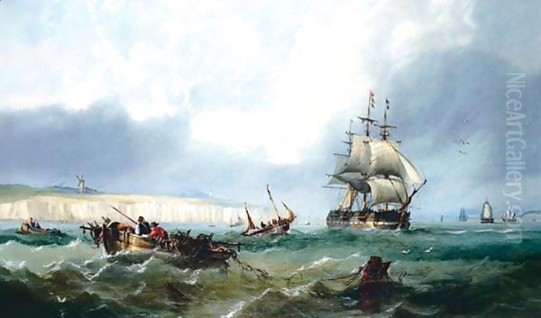 A Breezy Morning Off Broadstairs, North Foreland Oil Painting by John Callow