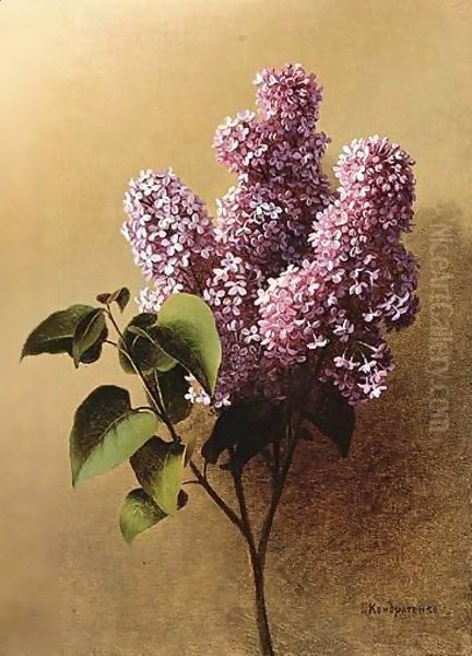 Blooming Lilac Stem Oil Painting by Gavril Kondratenko