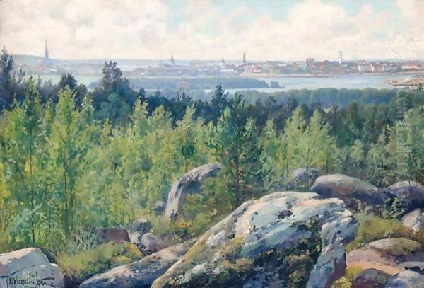 View Of Riga Oil Painting by Konstantin Yakovlevich Kryzhitsky