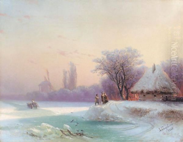 The Perils Of Winter Travel In The Russian Provinces Oil Painting by Ivan Konstantinovich Aivazovsky