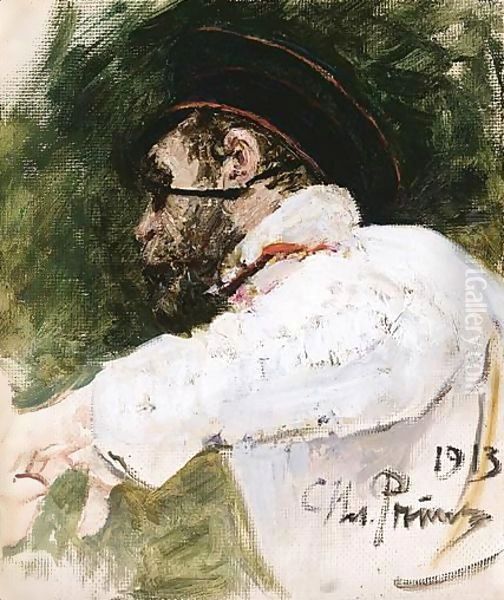 Study Of A Bearded Man In Peaked Cap Oil Painting by Ilya Efimovich Efimovich Repin