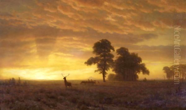 Wapiti Oil Painting by Albert Bierstadt