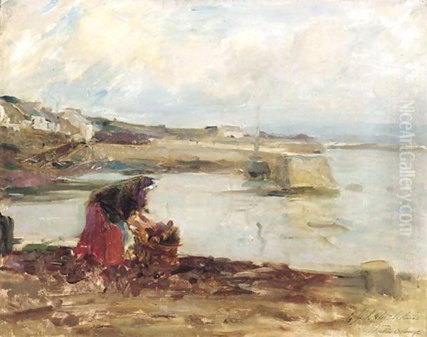 Picking Turf At Roundstone Oil Painting by Walter Frederick Osborne