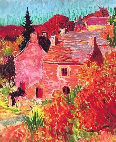 Maisons Rouges A Pont-Aven Oil Painting by Roderic O'Conor