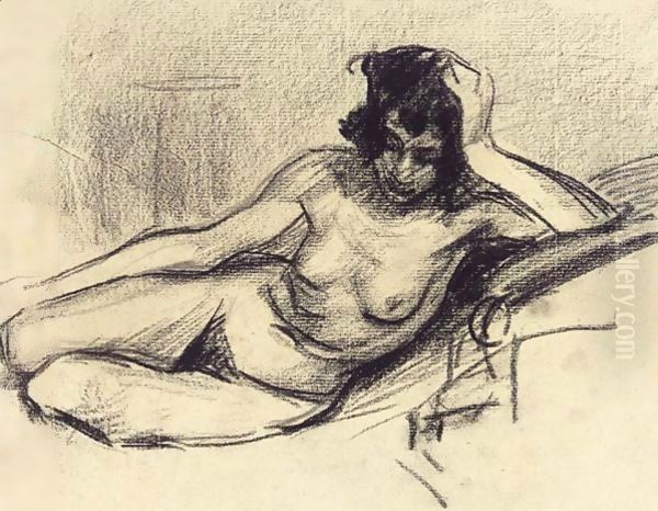 Female Nude Semi-Reclined Oil Painting by Roderic O'Conor