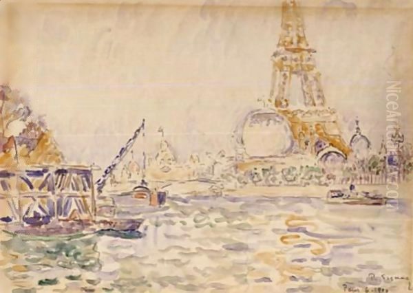 Vue De Paris Avec La Tour Eiffel Oil Painting by Paul Signac