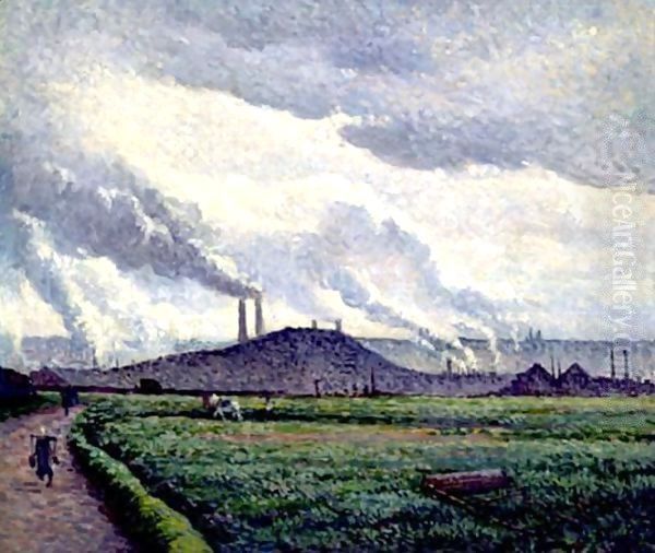 Charleroi, Paysage A Couillet Oil Painting by Maximilien Luce