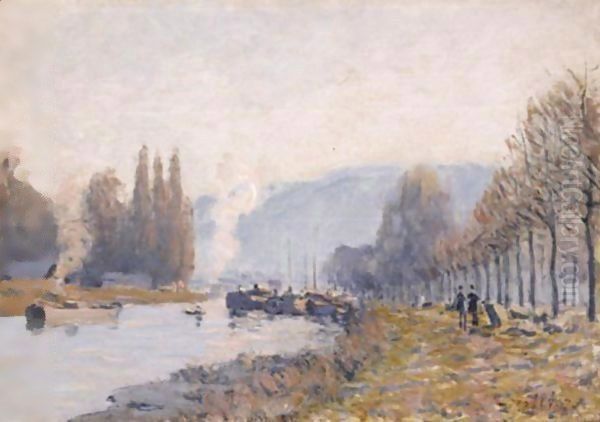 La Seine A Bougival Oil Painting by Alfred Sisley