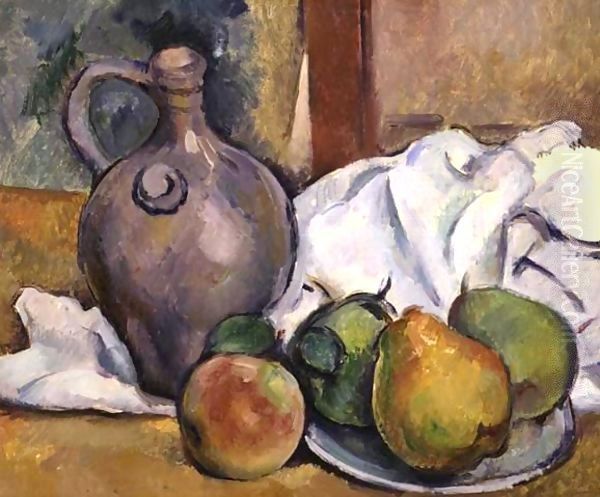 Pichet Et Assiette De Poires Oil Painting by Paul Cezanne