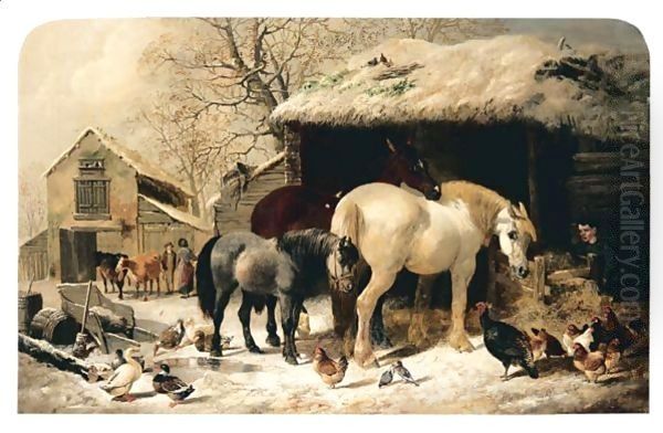 Winter Feed Oil Painting by Henry Woollett