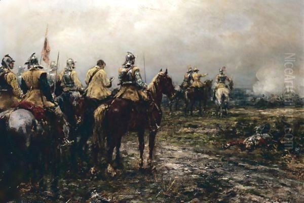 Edge Of The Battlefield Oil Painting by Ernest Crofts