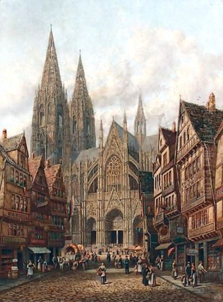 Cologne Cathedral Oil Painting by Henry Thomas Schafer