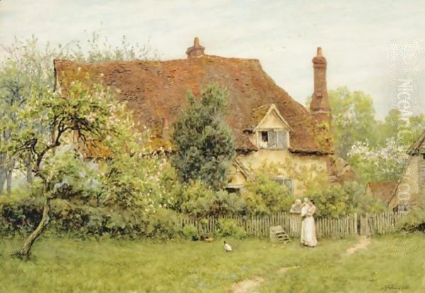 The Old Farm At Pinner Oil Painting by Helen Mary Elizabeth Allingham