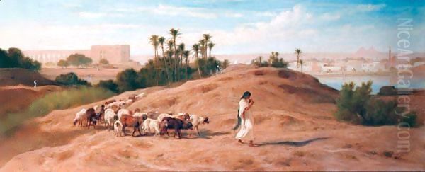 An Eastern Shepherdess Oil Painting by Frederick Goodall