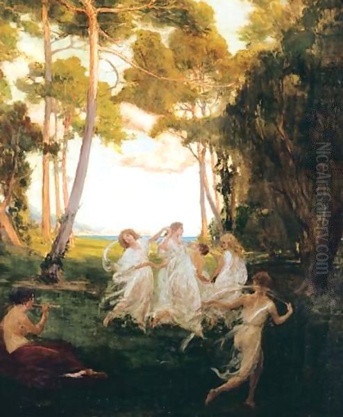 Spring Dance Oil Painting by George Percy Jacomb-Hood