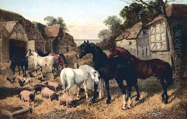 The Old Farmstead Oil Painting by John Frederick Herring Snr