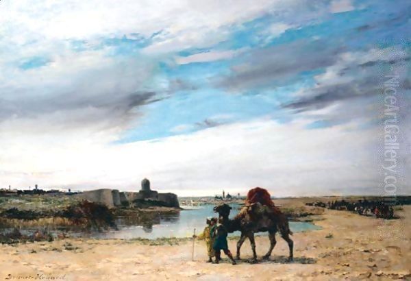 Travellers By The Nile Oil Painting by Pierre Auguste Brunet-Houard