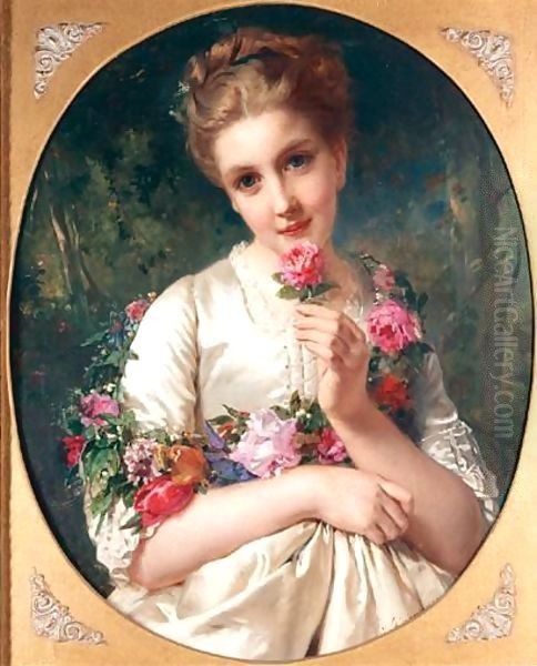 The Flower Girl Oil Painting by Henri Guillaume Schlesinger