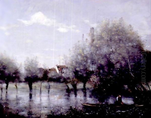 Inondation Dans Une Saulaie Oil Painting by Jean-Baptiste-Camille Corot